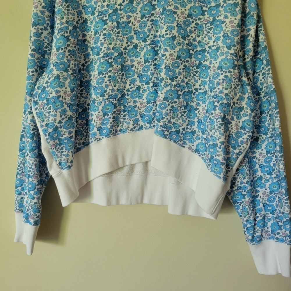 Preloved Cranleigh Cropped Sweatshirt Oversized Retro Blue Floral Size XL - Picture 6 of 10
